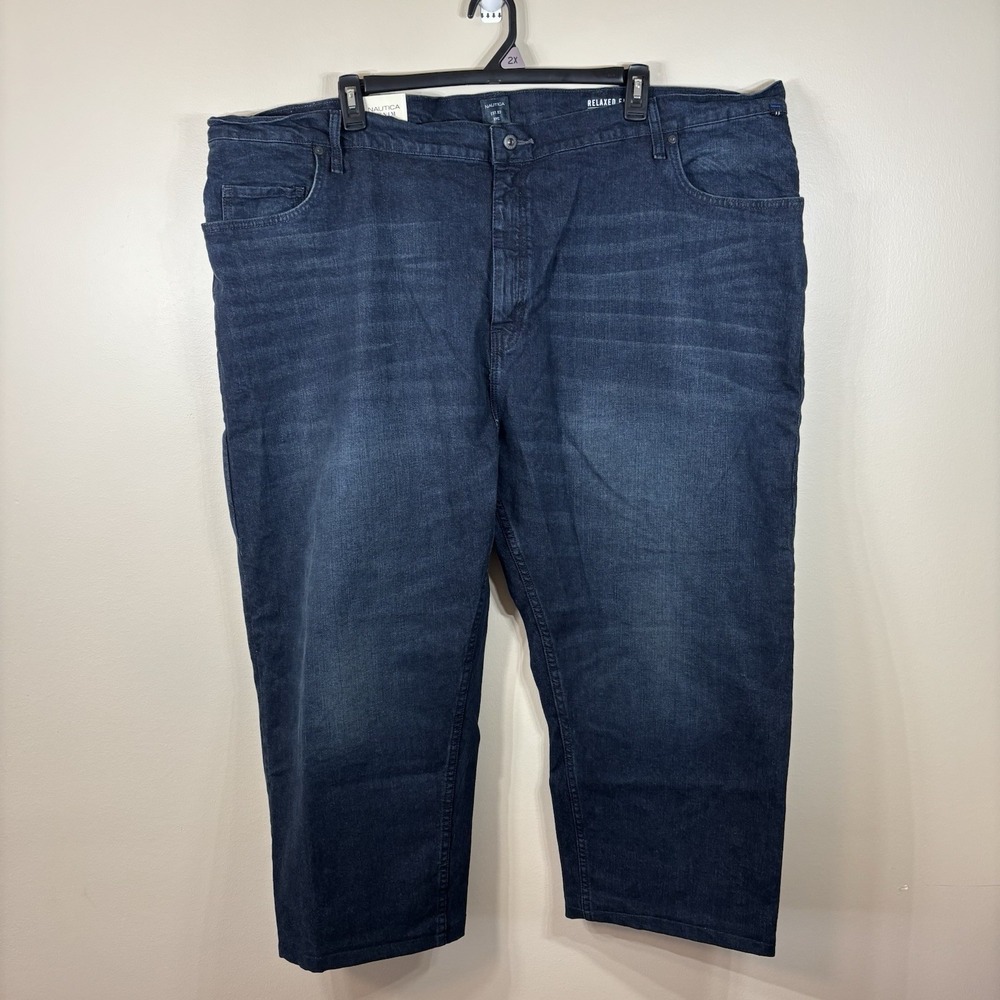 Nautica Straight Fit Stretch Denim Blue Straight Jeans Mens Size 52x26, New